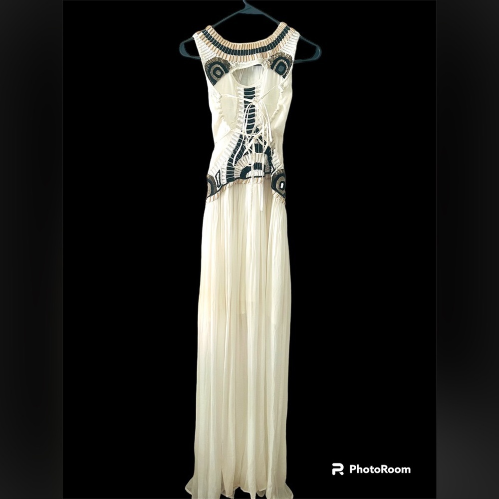 Free People Cream Maxi Dress with Black Embroidered Accents